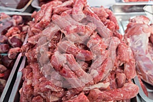 Raw chicken necks for sale at the city market