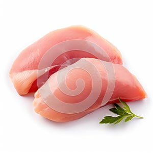 raw chicken slice on white background