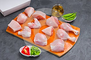 Raw chicken tender curry cut without skin