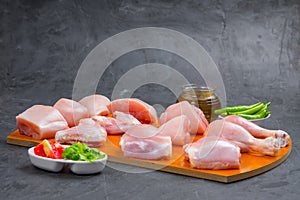 Raw chicken tender curry cut without skin