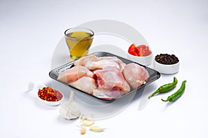 Raw chicken tender curry cut without skin