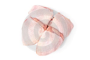 Raw chicken thigh isolated.