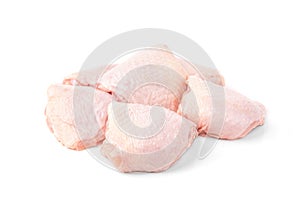 Raw chicken thigh isolated. photo