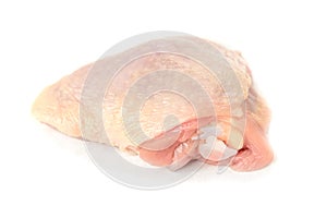 Raw chicken thigh isolated on white background