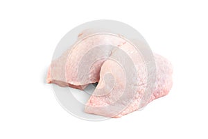 Raw chicken thigh isolated on white background