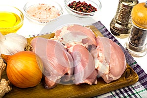 Raw chicken thigh meat