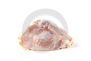 raw chicken thigh meat isolated on a white background