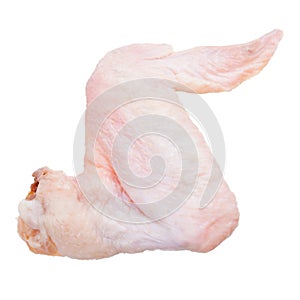 One raw chicken wing isolated on white background