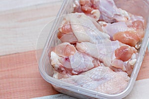 Raw chicken wings in a package