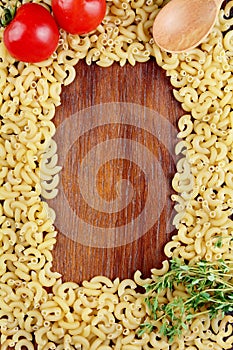 Raw Chifferi pasta background