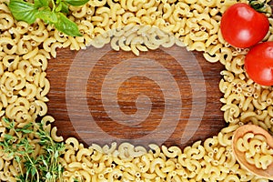 Raw Chifferi pasta background