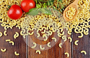 Raw Chifferi pasta background