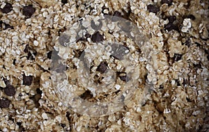 Raw Chocolate chips and oatmeal cookie batter