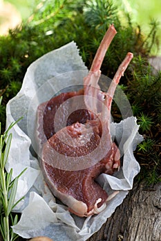 Raw chop of venison
