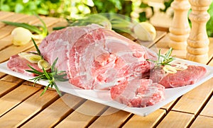 Raw chuck steak for barbecue photo