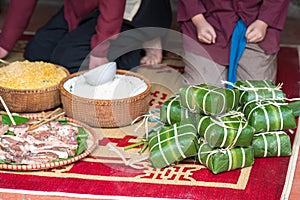 Raw Chung cake, the most important food of Vietnamese lunar new year Tet photo