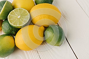 Raw citruses on white background