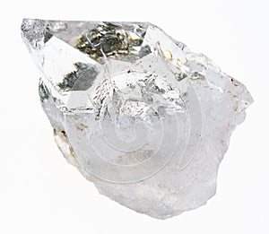 raw clear quartz (rock crystal) gemstone on white photo