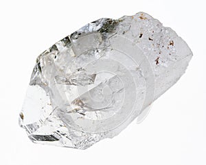 raw clear quartz (rock crystal) stone on white