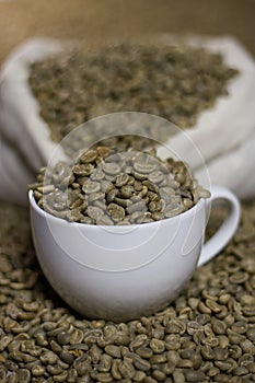 Raw coffee beans