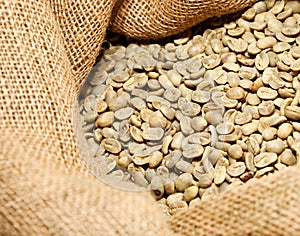 Raw coffee beans