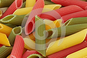 Raw colorful penne