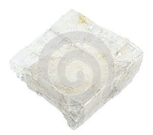 raw colorless calcite mineral isolated on white