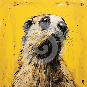 Raw And Confrontational Gold Marmot Painting By Ian Cole photo