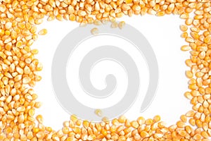 Raw corn grains frame photo