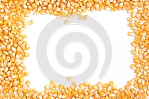 Raw corn grains frame