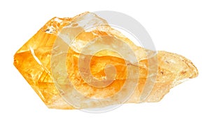 Raw crystal of Citrine gemstone isolated