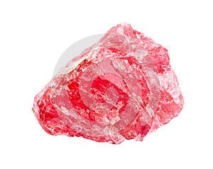 raw crystal of Rhodonite isolated on white