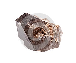 raw crystal of smoky quartz morion isolated