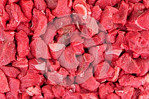 Raw Cubes Of Fresh Beef