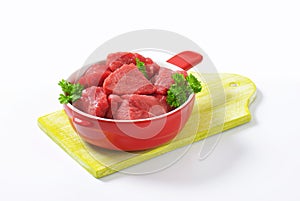 Raw diced beef