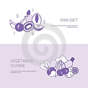 Raw Diet And Vegetarian Cuisine Concept Template Web Banner With Copy Space