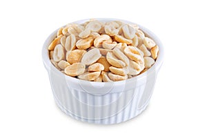 Raw dried fresh salt peanut nuts on a white isolated background