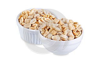 Raw dried fresh salt peanut nuts on a white isolated background