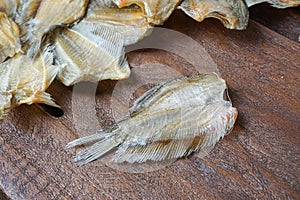 Raw dried salted Sepat fish or Malay called Ikan Sepat Kering