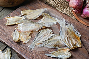 Raw dried salted Sepat fish or Malay called Ikan Sepat Kering