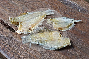 Raw dried salted Sepat fish or Malay called Ikan Sepat Kering