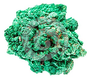 raw druse of malachite mineral isolated
