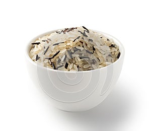 Raw Dry Black Wild Rice and Parboiled White Rice Isolated