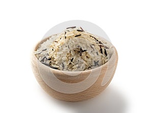 Raw Dry Black Wild Rice and Parboiled White Rice Isolated