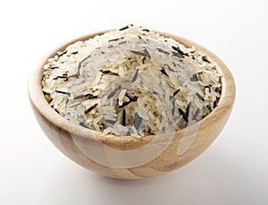 Raw Dry Black Wild Rice and Parboiled White Rice Isolated