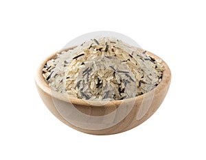 Raw Dry Black Wild Rice and Parboiled White Rice Isolated