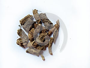 Raw dry and dried Indian Ayurvedic sarsaparilla or Hemidesmus indicus is used for the treatment of psoriasis and skin diseases. photo