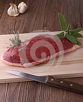 Raw duck breast