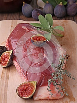 Raw duck breast