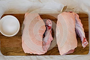 Raw Duck breast for roast.top veiw